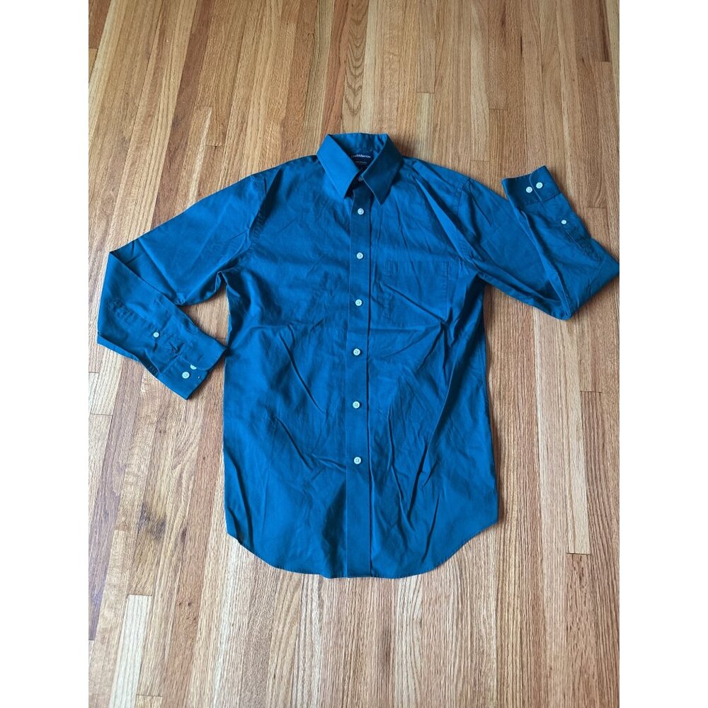Mens Croft & Barrow Broadcloth Classic Fit Button-Down Shirt Teal Size 15 32/33